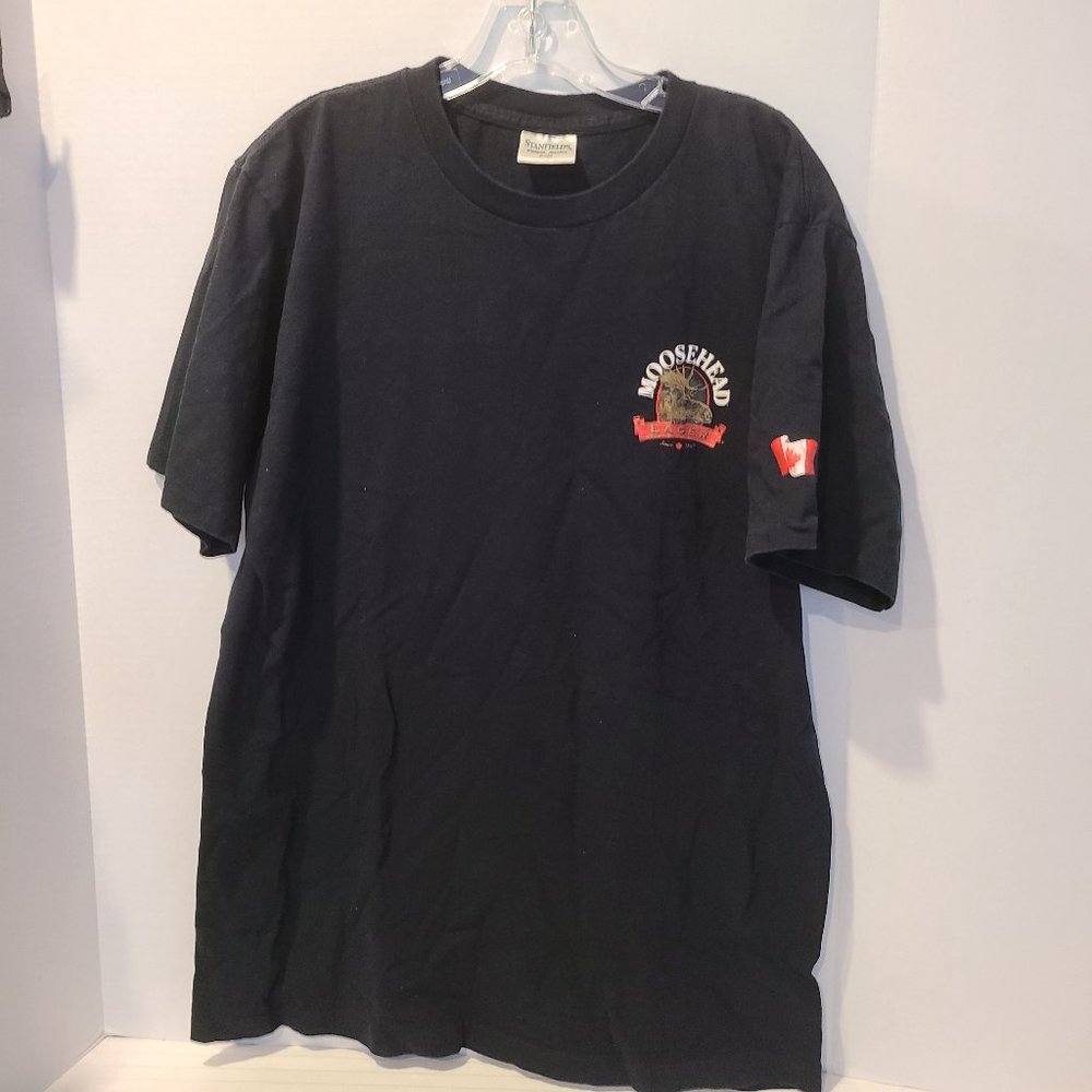 Canadian Moosehead Lager Logo Vintage T-shirt-Size Large-Single Stitch Tee-Black